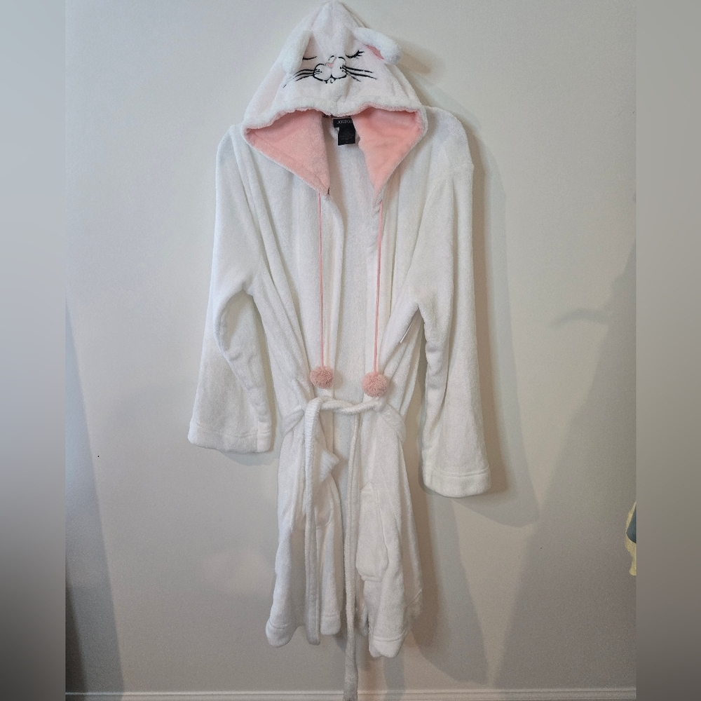 Joe Boxer White Hooded Rabbit Robe with Pink Accents Nwt Size 1x